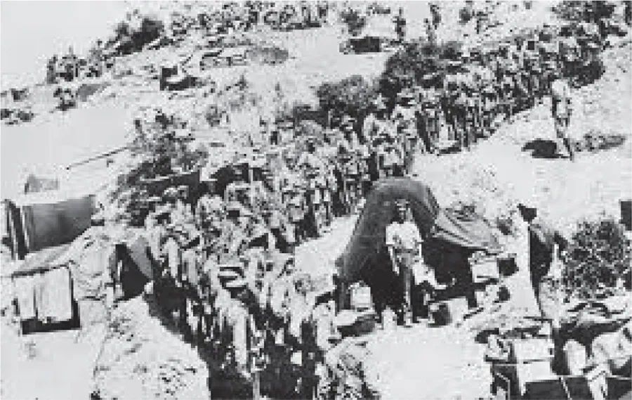 Australian Troops at Roll Call - “150 out of 600 strong”